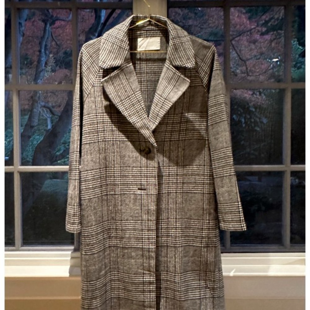 (Oak + Fort) Houndstooth and plaid B&W Coat, size XS